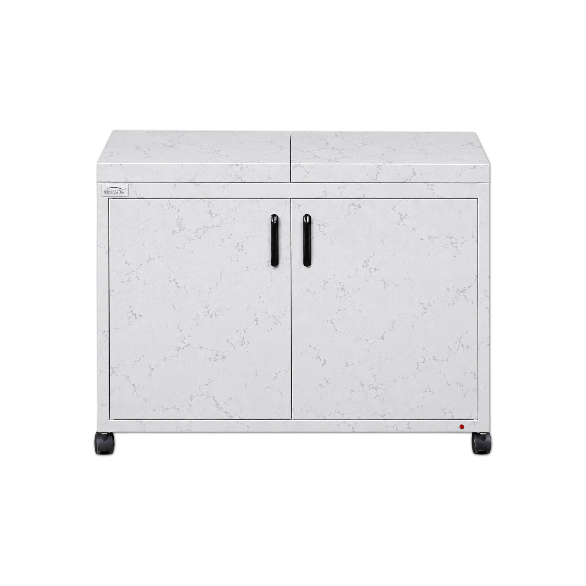 GFWT930MT FRONT Generaltec 3-Layer Food Warmer Trolley GFWT930MT | 4x4.8L Glass Dishes | 450W | Sliding Cover | 4 Lockable Wheels | 2 Side Wings | On/Off Switch | White Marble Colour Finish | 220V | 1 Year Warranty UAE